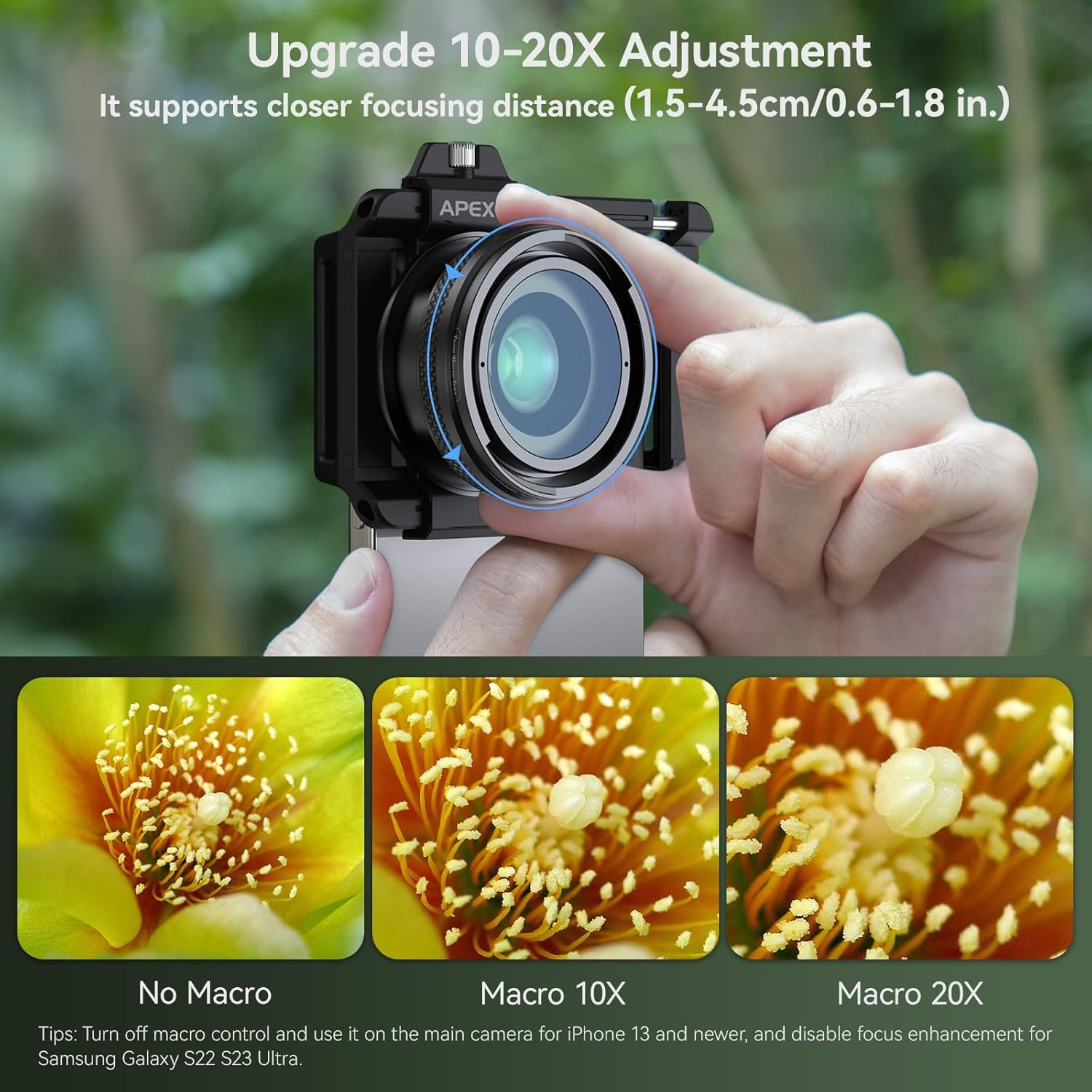 Macro Lens Kit for Smartphone, 10-20X Micro Phone Lens with Universal Lens Clip, HD Magnifier Photography Lens for iPhone Android Phone (Fits for Almost All Phone), Phone Macro Lens Attachment