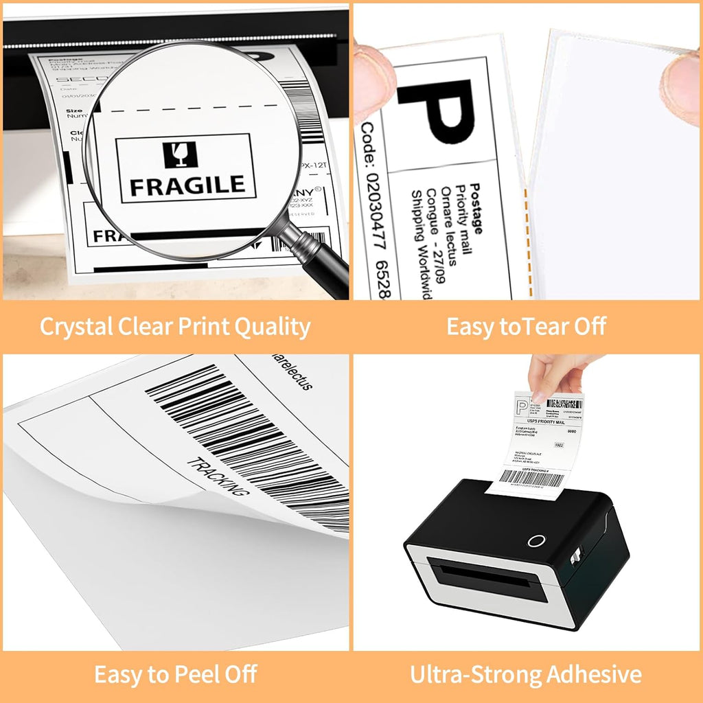 40 Rolls 4" x 6" Direct Thermal Printer Label, 250 Labels/Roll, Total 10000 Thermal Shipping Labels, Strong Adhesive, Commercial Grade, Perforated, Compatible with Most Thermal Printers (NOT for DYMO)