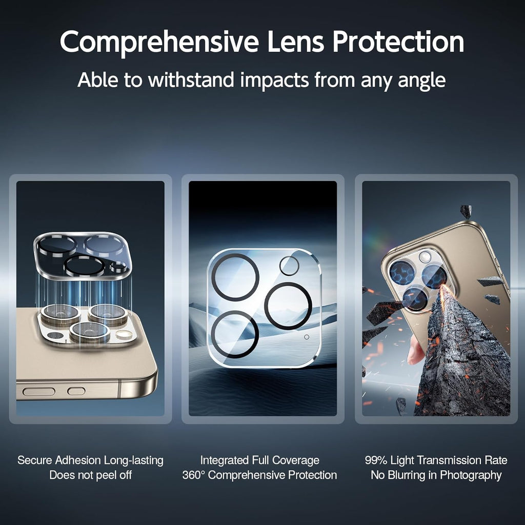 SMARTDEVIL 2+2Pack for iPhone 15 Pro Privacy Screen Protector with Camera Lens Protector,Shatterproof Tempered Glass[True 28°Anti Spy][9H Hardness][Automatic Dust-Elimination Install]