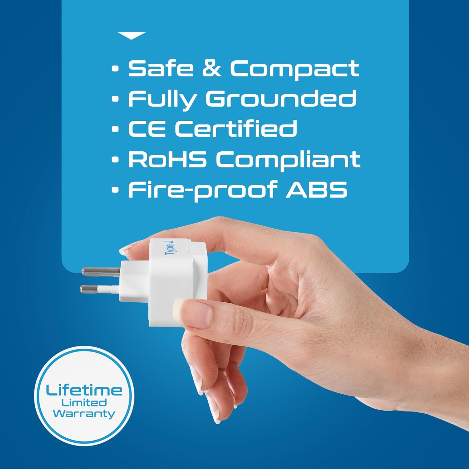 Ceptics Switzerland Travel Plug Adapter (Type J) - 3 Pack [Grounded & Universal] (GP-11A-3PK)