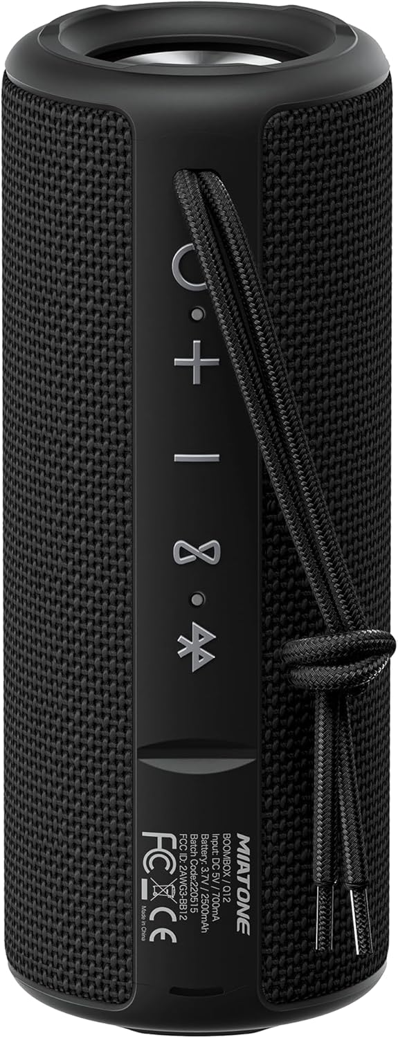 MIATONE Boombox Outdoor Portable Bluetooth Speaker Waterproof Wireless Speakers - Black