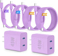 iPhone 16 15 Pro Max Charger Fast Charging,45W Dual Port USB C Fast Charger Block [2-Pack] & Extra Long 60W 3/6/10/10FT USB C Cable - PD Quick Adapter 3.0 for iPhone 16 15/16 15Pro/16 15 Plus.