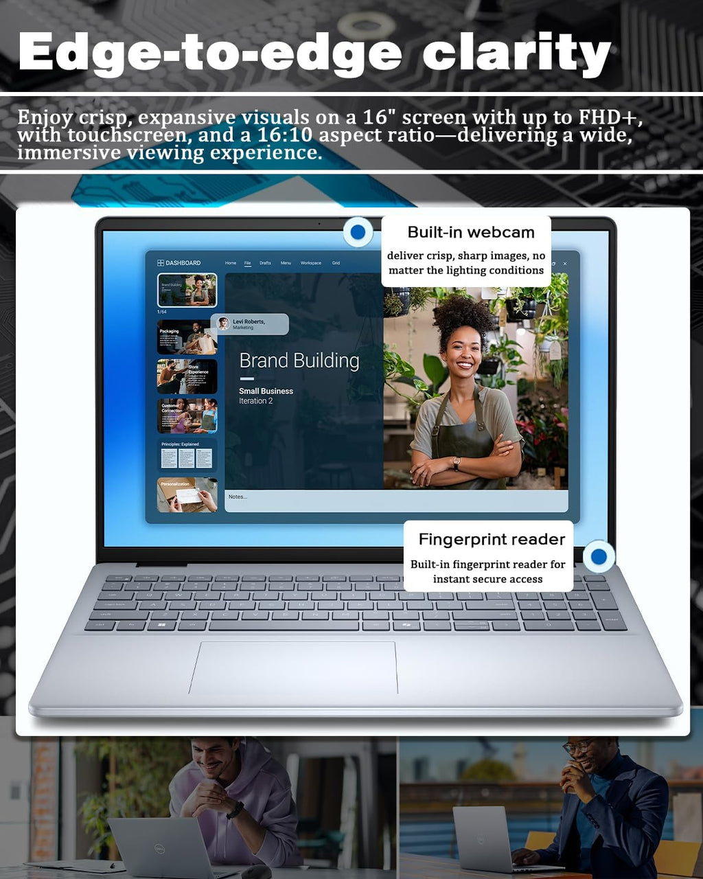 Dell Inspiron 16 Business Laptop - 16'' Touchscreen FHD+ Dsiaplay, Intel 10-Core 7 150U(Up to 5.4GHz) Express Charge, Backlit Keyboard, Windows 11 pro, Fingerprint (32GB RAM | 1TB SSD