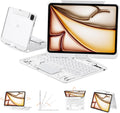 Transparent Case with Keyboard for 2024 iPad Pro 13 inch (M4), iPad Pro 13,7-Color Backlit,Magic Wireless Keyboard, 360°Rotating,Multi-Touch trackpad,Pencil Holder,with Shortcuts,White