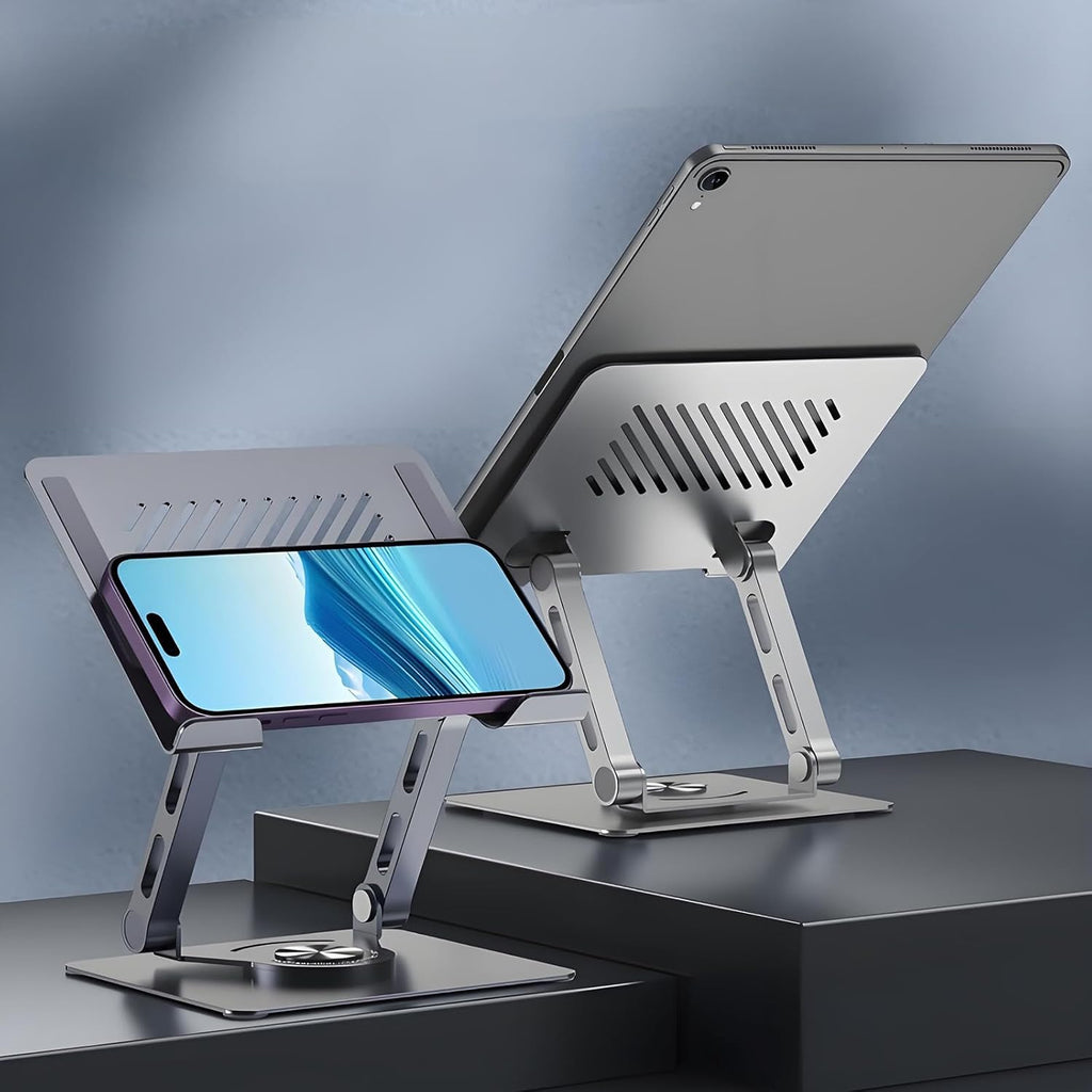 360° Rotating Tablet Stand - Adjustable iPad Tablet Holder for Desk, Foldable iPad Swivel Stand for Home & Office (Slate Gray)