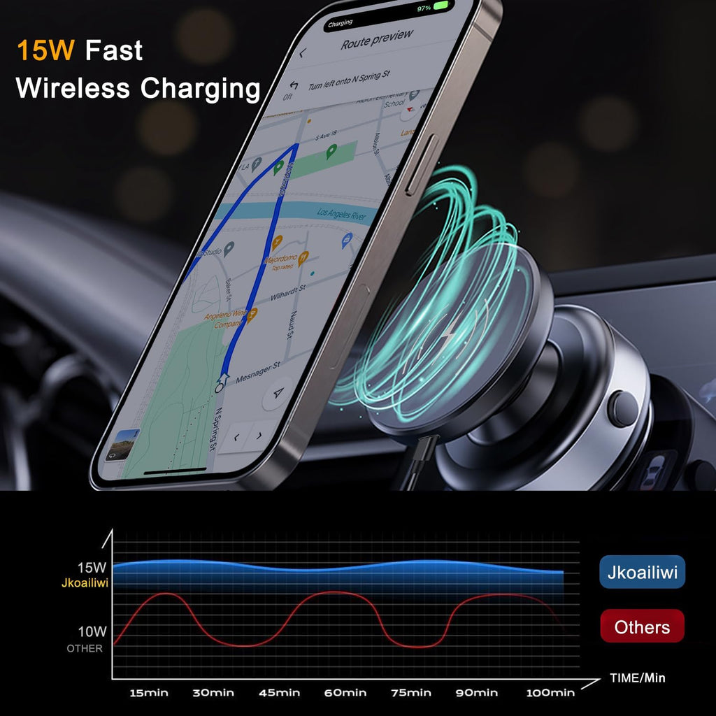 for MagSafe Car Mount Charger, 15W Fast Wireless Charger Suction Car Phone Holder, 360 Adjustable Vacuum Magnetic Phone Holder for Car Screen/Gym/Mirror, for iPhone 16 15 14 13 12 Pro Max