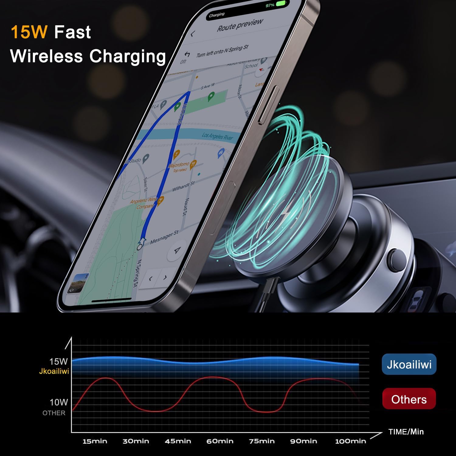 for MagSafe Car Mount Charger, 15W Fast Wireless Charger Suction Car Phone Holder, 360 Adjustable Vacuum Magnetic Phone Holder for Car Screen/Gym/Mirror, for iPhone 16 15 14 13 12 Pro Max