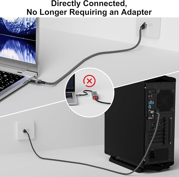 USB to Ethernet Cable 8 FT, 3.0 A Male to RJ45 Male Cord, Directly Connected - Image 2
