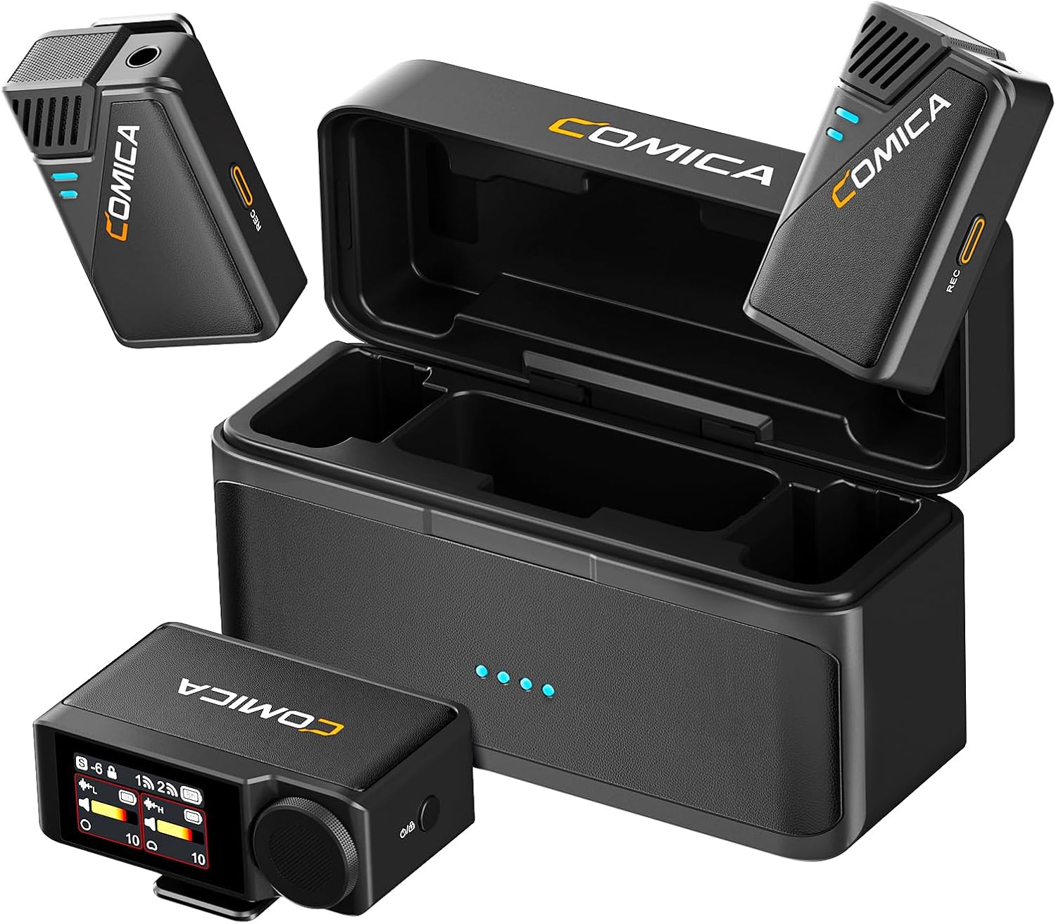 COMICA BooMax Wireless Lavalier Microphone System, 32-Bit Float Mic with 32GB Internal Recording, Touchscreen, Noise Cancellation, Dual Lapel Mics for iPhone, Android, DSLR, Camera, Video, Streaming