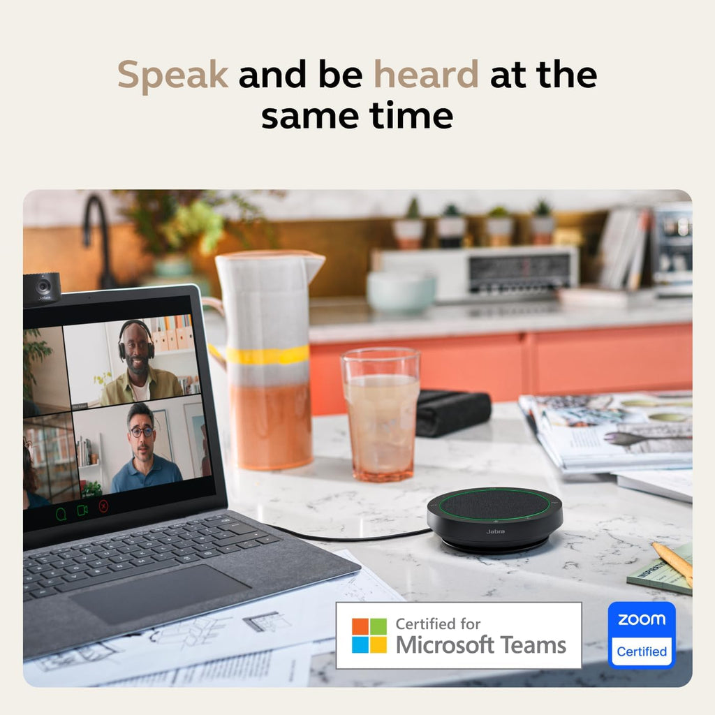 Jabra Speak2 75 (2025 Edition) Wireless Bluetooth Speakerphone - 4 Noise-Cancelling Mics, 65mm Speakers - New Linking Feature - USB-C Dongle - Certified for Microsoft Teams - Dark Grey