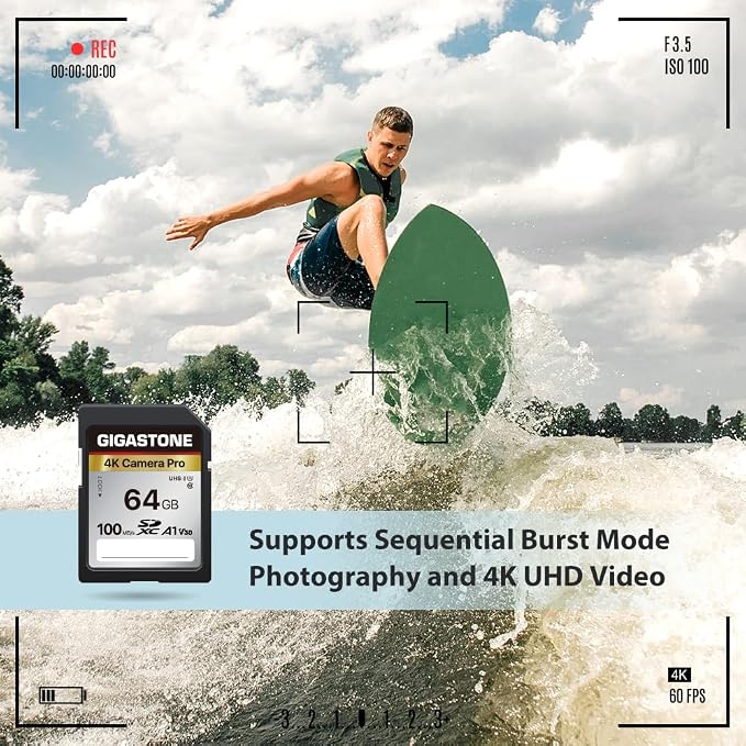 【5-Years Data Recovery】 GIGASTONE 64GB SD Card, 4K Camera Pro, UHS-I A1 V30 - Image 5