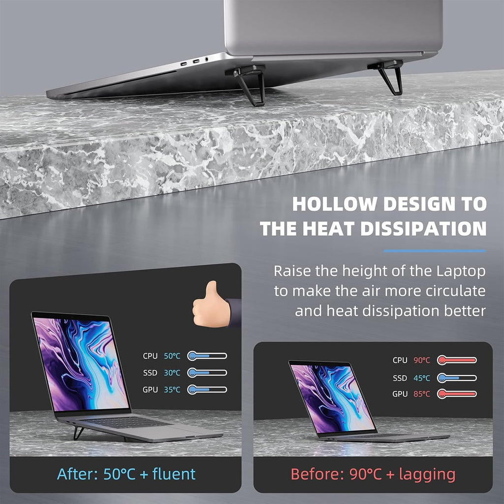 Laptop Stand for Desk, Portable Anti-Slip Keyboard Riser, Zinc Alloy Keyboard Stands, Computer Stand Compatible with MacBook Air/Pro, 10-15.6 Inches Laptops and Keyboards (Black)
