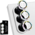 for Samsung Galaxy Z Fold 7 Camera Lens Protector, Individual Metal Ring Tempered Glass Lens Cover, [Strong Adsorption] Scratch Resistant Ultra-Thin HD Clear Lens Cover, 1 Set-Colorful Sparkly
