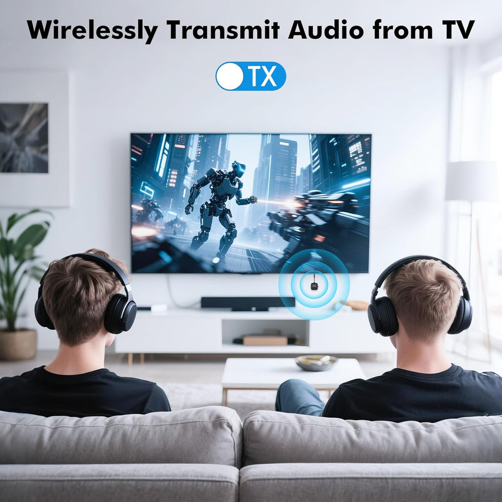 Airplane Bluetooth Transmitter Receiver for 2 Compatible w/AirPods Wireless Headphones, HD Display Low Latency 3.5mm AUX Jack 5.3 Bluetooth Audio Adapter for TV, Flying, Car, Gym, Stereo