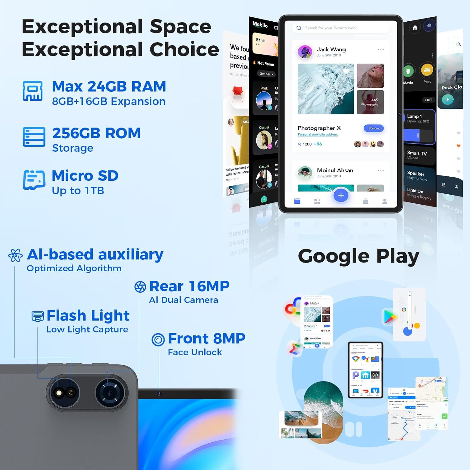 Tablet 12 inch Android 15 Tablets, 24GB（8+16）RAM+256 Storage(Expand to 1TB), Android Tablet with Keyboard, Octa-Core, 2K 2000x1200 Display, 16MP Dual Camera, 8000mAh, 5G WiFi,GPS,Bluetooth 5.0（Pink）