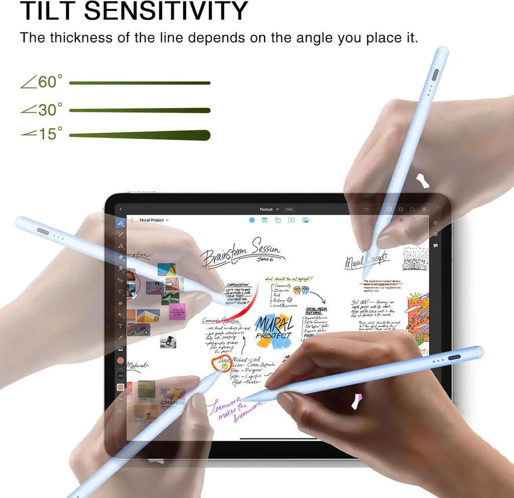 Pen for iPad 2018-2025, HATOKU 15 Mins Fast Charging Pencil 1st Gen with Tilt & Palm Rejection Compatible with iPad Air 3/4/5/M2/M3, iPad mini 5/6, iPad 6/7/8/9/10/11, iPad Pro 11"/12.9"/M4 (Blue)