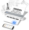 iDPRT Portable-Printer Wireless for Travel, 300DPI Inkless Thermal Small Printers for Home Use, Office, Vehicles, Mobile Bluetooth Printer Supports 8.5" x 11" US Letter, for Smartphone & PC,White