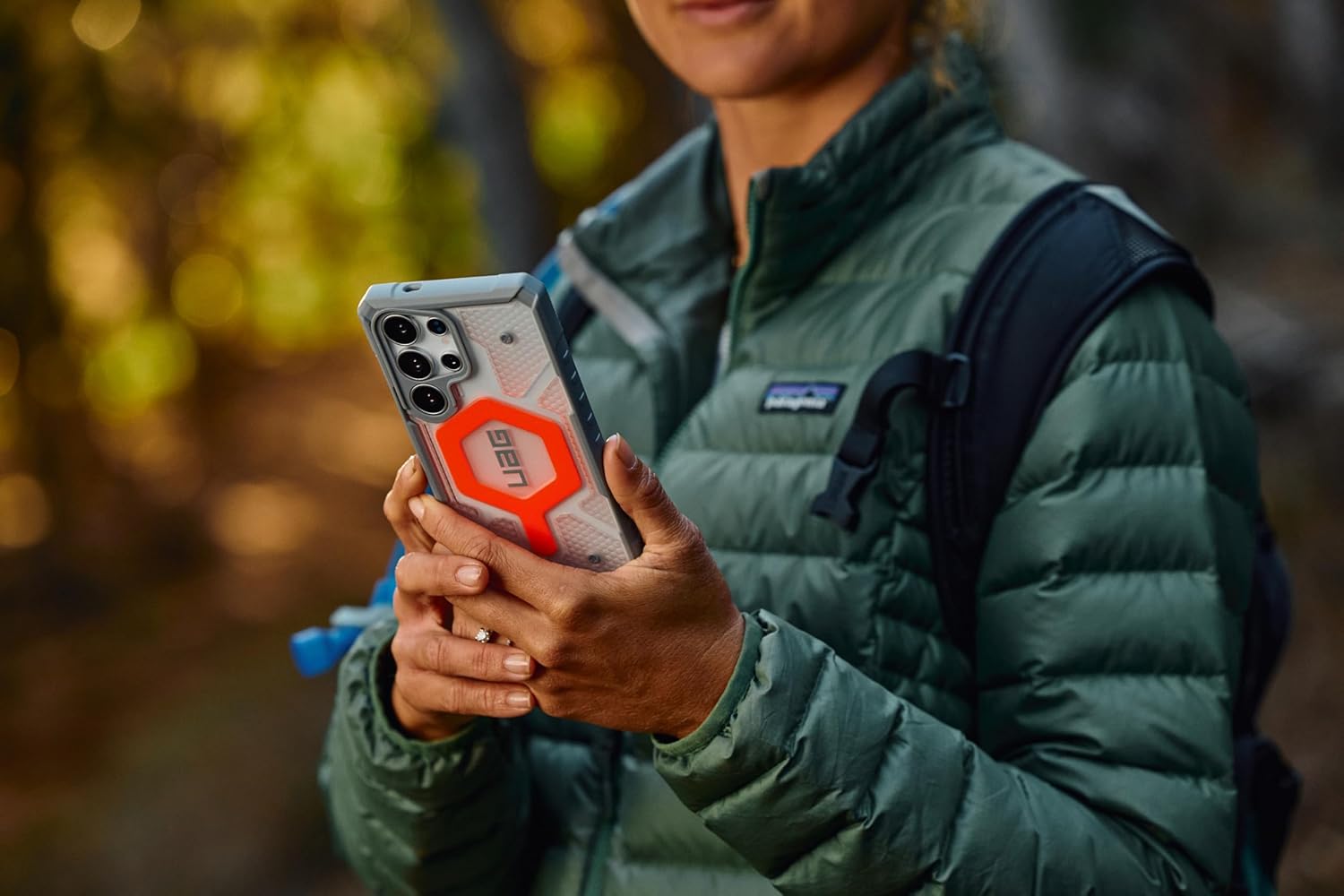 URBAN ARMOR GEAR UAG Designed for Samsung Galaxy S25 Ultra Case 6.9" Pathfinder Clear Bundle with Wrist Lanyard - Compatible with Magnetic Charging Luminous Glow in The Dark Cover, Active Lava