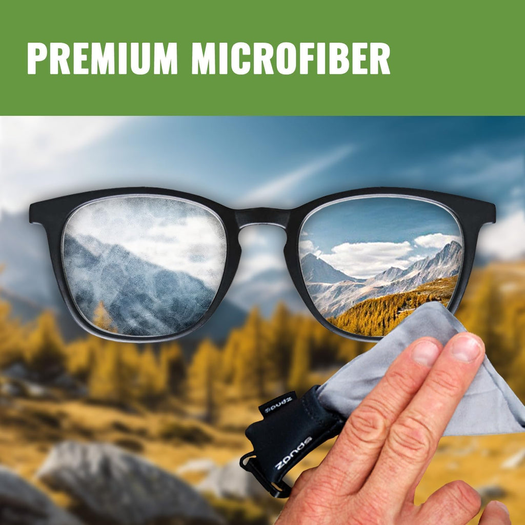 SPUDZ Ultra Microfiber Lens Cleaner – Closable Pouch, Clip-On, Washable – for Optics, Scopes, Glasses | Brookie, 6 x 6 Inch (2-Pack)