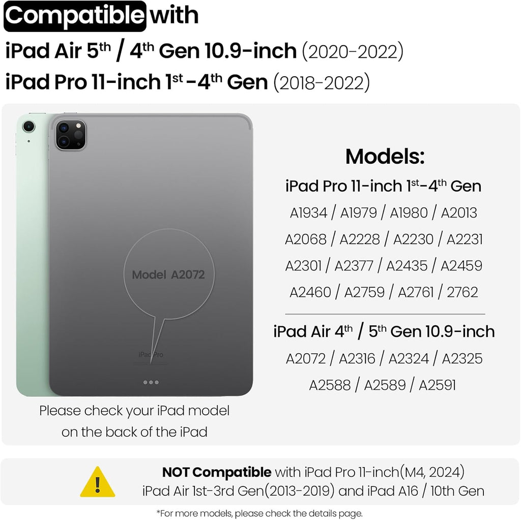 Nillkin iPad Pro 11(1st/2nd/3rd/4th Gen) & iPad Air 5th/4th Generation Case with Keyboard, Magic Trackpad, Rugged Case with Detachable Keyboard, 7 Backlight Colors, Portrait/Landscape Modes, Black