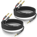 3.5mm to Dual 1/4 Adapter 1/8 to 6.35mm TS Mono Audio Cable Stereo Breakout Cord Y Splitter Compatible with iPhone, iPod, Computer Sound Card, Headphone, Speaker, Home Stereo System (6.6FT/Pack)