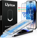 Uyiton Anti-Blue Light for iPhone 14 Pro Screen Protector - Unbreak-Glass Easy to Install Full Coverage Case Friendly Scratch Resistance 9H Tempered Glass Screen Protector for iPhone 14 Pro, 2 Pack