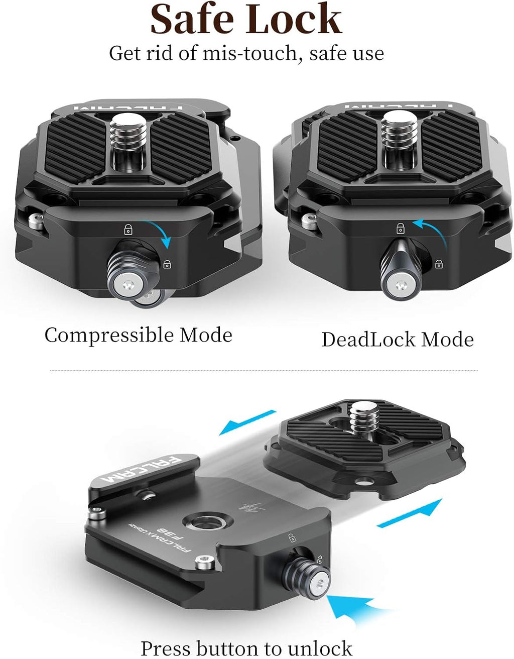 ULANZI F38 Camera Quick Release Plate w 1/4" to 3/8" Screw Thread, Quick Release System QR Plate Camera Tripod Mount Adapter for Sony Canon Monopod DSLR Stabilizer Slider DJI Switch Between Stablizer