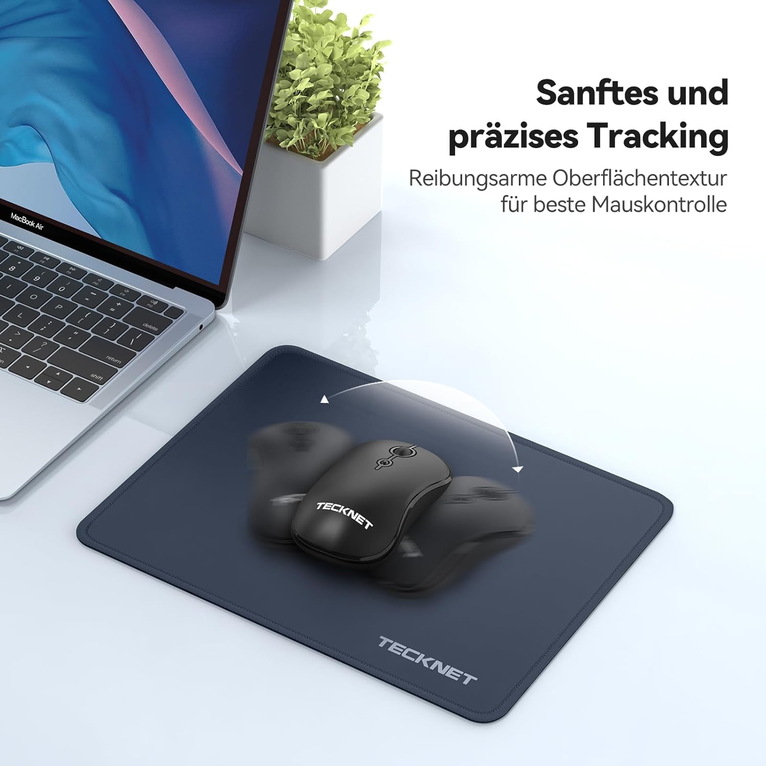 TECKNET Mouse Pad with Anti-fray Stitchin, Waterproof Surface & Non-Slip Rubber Base with Stitched Edges Gaming Mouse Mat for Laptop，Compatible with Laser and Optical Mice