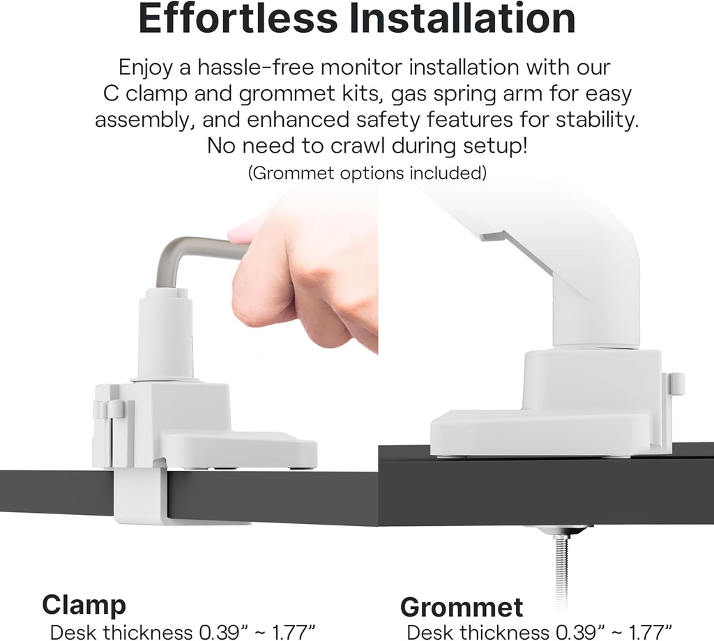Pixio PS2D White Ultrawide Heavy-Duty Premium Dual Monitor Arm Stand Desk Mount - Fits up to 35 inches Two Monitors, Weights up to 33 lbs Each, Compatible with VESA 75x75mm 100x100mm