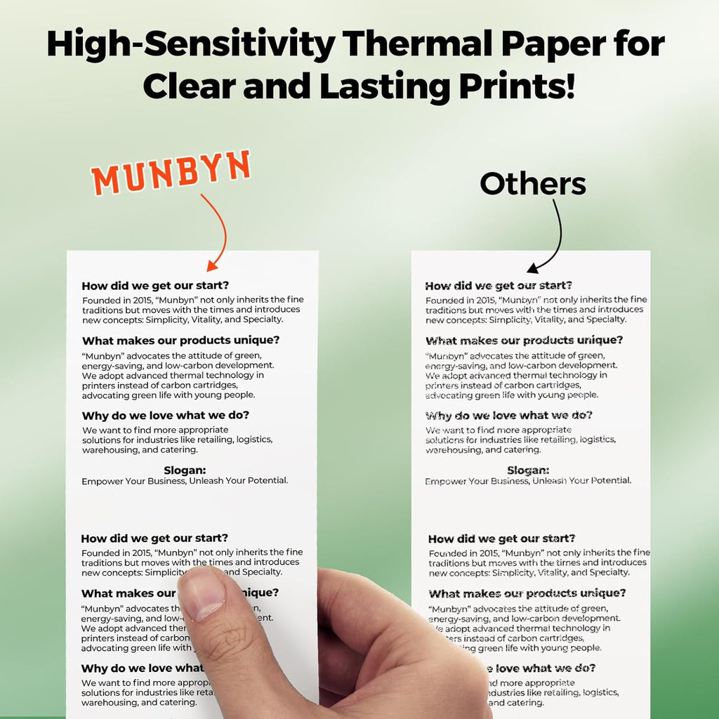 MUNBYN Thermal Receipt Paper 3 1/8 x 230ft, Compatible with Star Micronics TSP100 TSP143 Epson 80mm Receipt Printer Square POS Register Credit Card Terminals, Pos Register Paper BPA Free, 12 Rolls