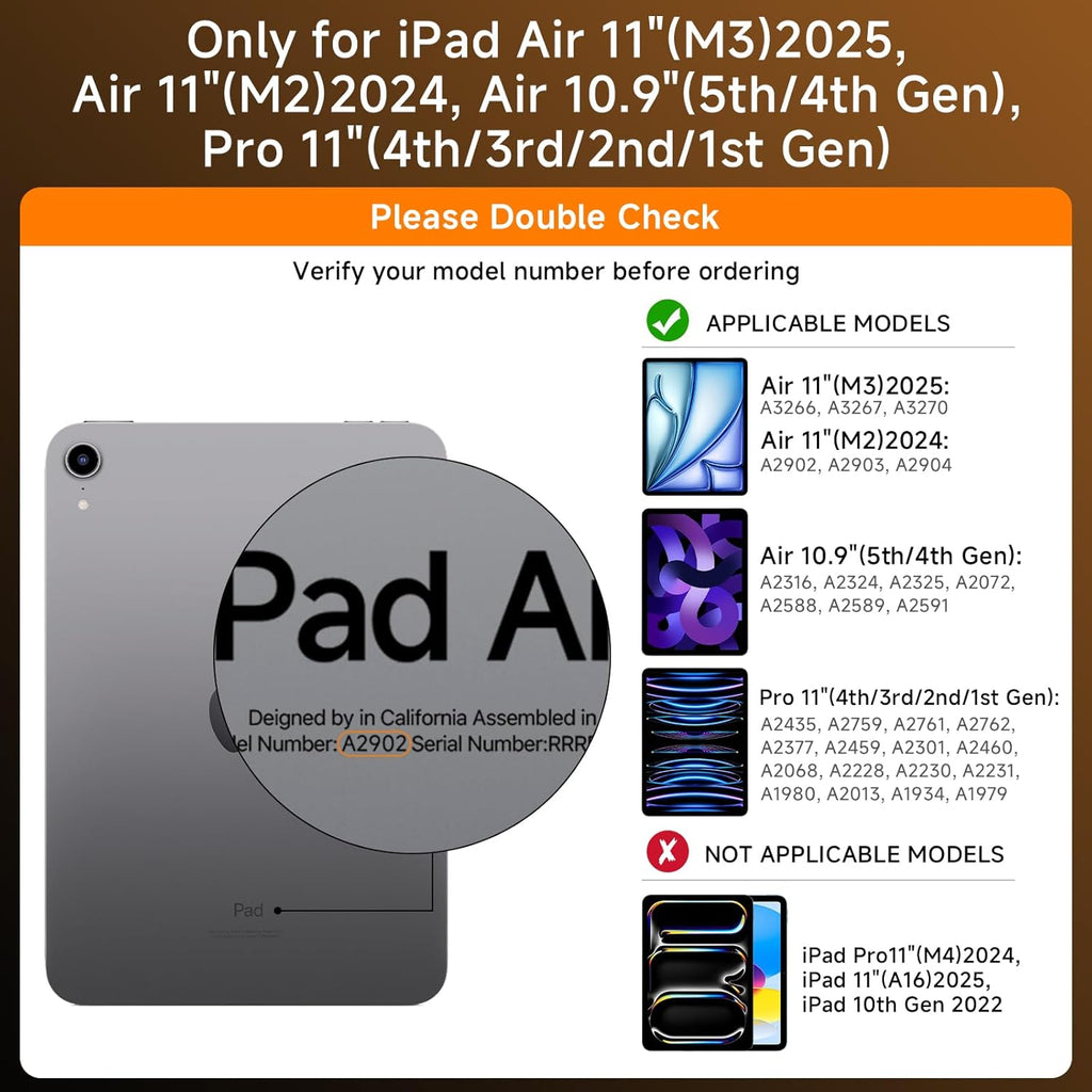 Transparent Case with Keyboard iPad Air (M3/M2,2025/2024) 11 Inch,Compatible 10.9" iPad Air 5th/4th & 11" iPad Pro 4/3/2/1,7-Color Backlit,Wireless Keyboard, 360°Rotating,with trackpad,Black