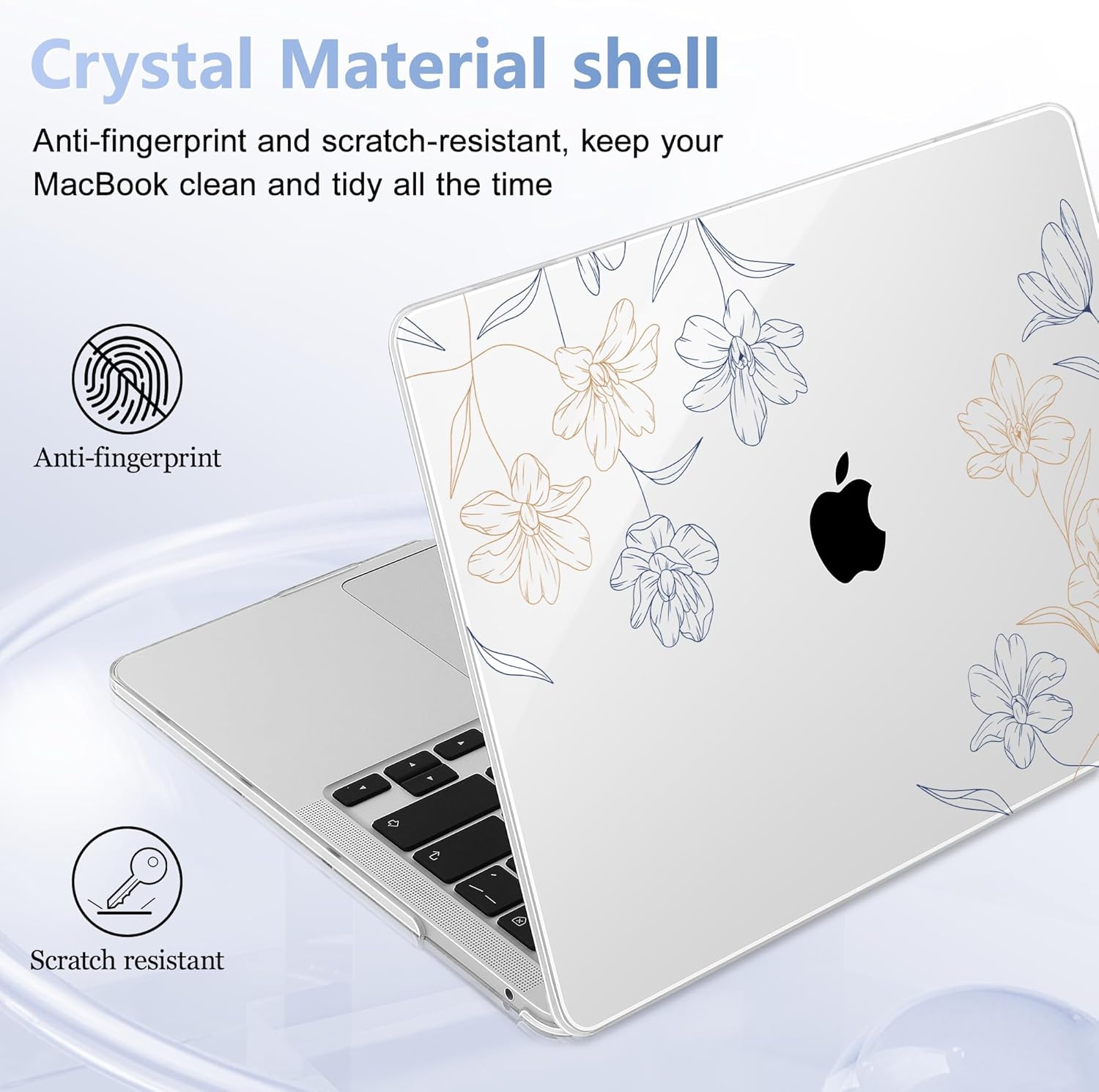 Case for MacBook Pro 13 inch with/Without Touch Bar (2016-2022, M2 A2338 M1 A2289 A2251 A2159 A1989 A1706 A1708), Hard Shell + Keyboard Cover + Dust Plug, Floral
