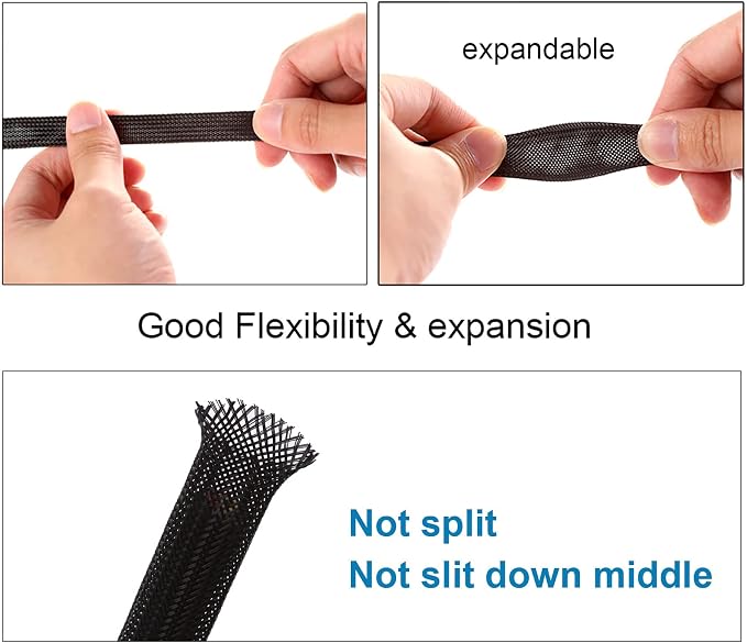 25ft - 1/2 inch PET Expandable Braided Sleeving – Black – Alex Tech Braided - Image 5