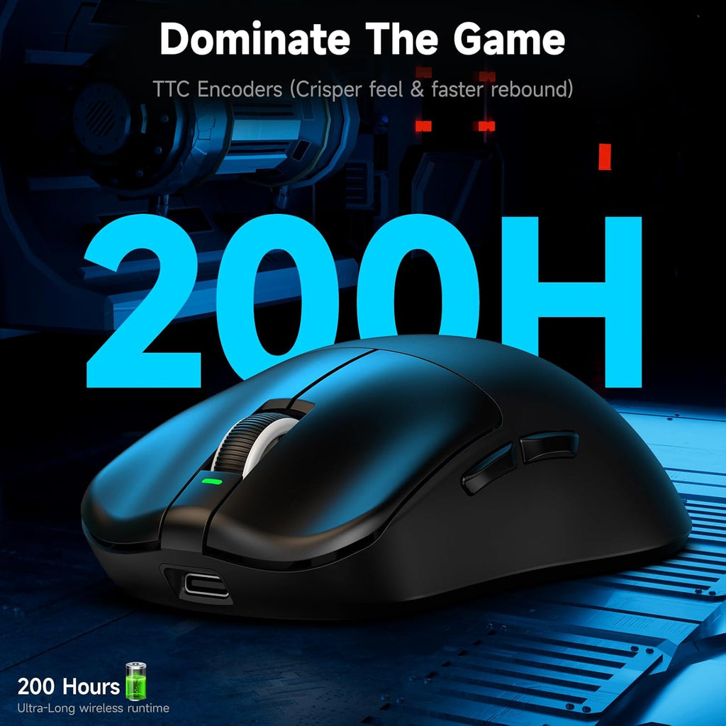 VGN F1 Pro Max Wireless Gaming Mouse - 55g Ultralight - 26000 Adjustable DPI - 1000Hz Polling Rate - 200h Battery - Wireless & Wired Mode - 6 Programmable Buttons - Professional Grade - USB-C - Black