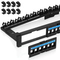 Everest 24 Port Keystone Patch Panel (1-Pack) - Removable 6-Port Panels - Use with Slim Profile Keystones ONLY (Wider Jacks May not fit Side by Side) - with Adjustable Rear Cable Management Bar