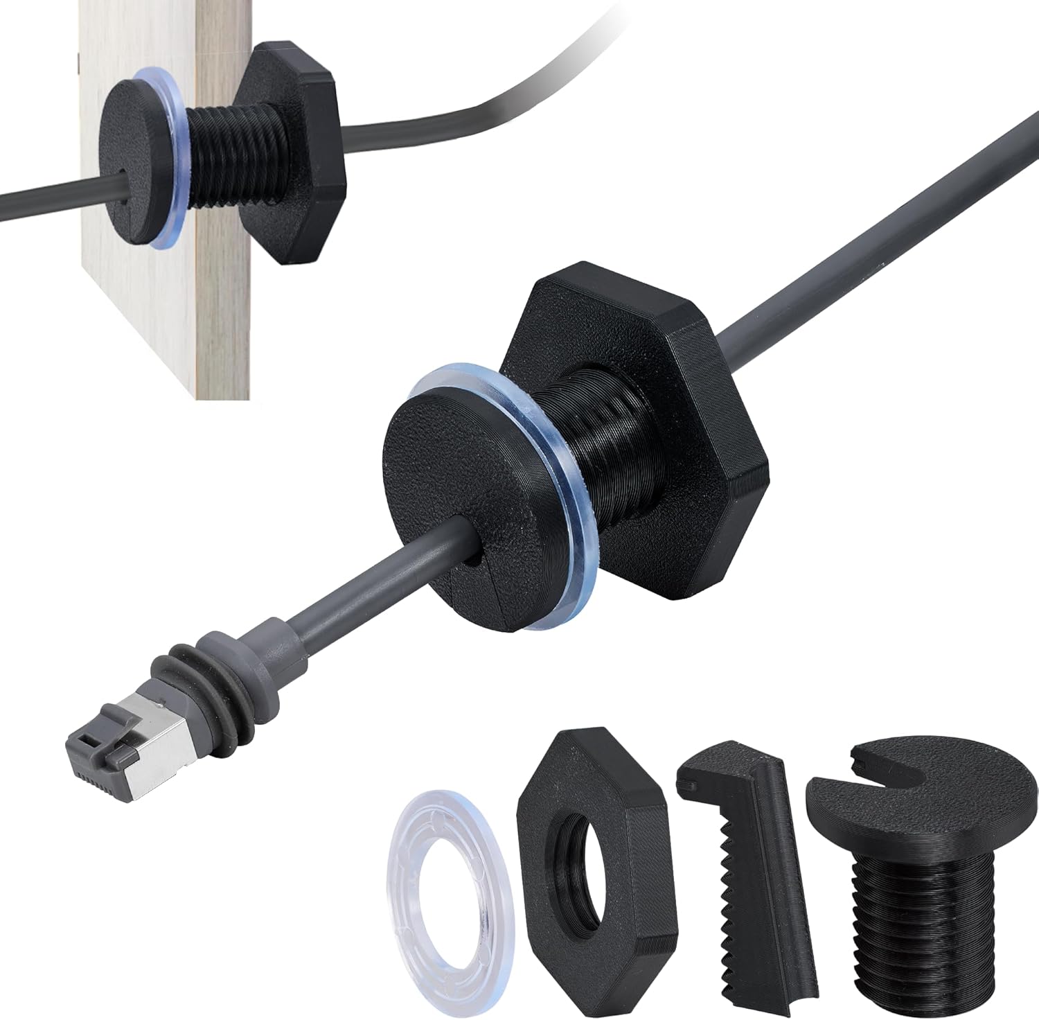 RV Cable Passthrough for Starlink mini, RV Cable Grommet Compatible with Starlink, Ethernet, Coax, Water-Resistant and Anti-Drop RV Cable Routing(Black)