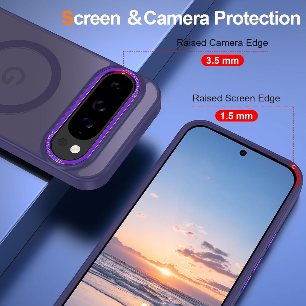 Magnetic for Google Pixel 9 Pro XL Case, [Military Grade Drop Protection] [Compatible with MagSafe] Shockproof Slim Translucent Matte Anti-Slip for Women Girls Men Case, Deep Purple
