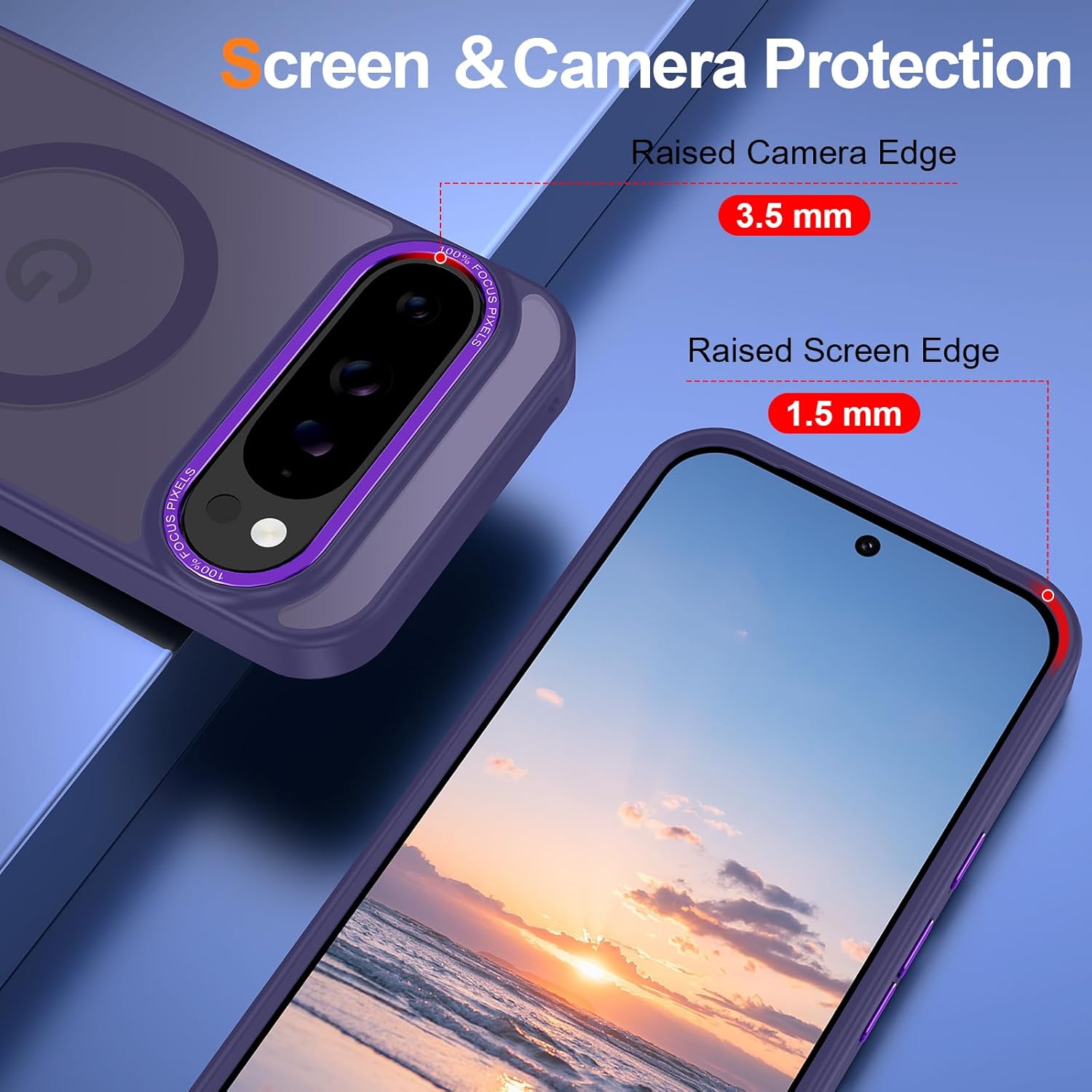 Magnetic for Google Pixel 9 Pro XL Case, [Military Grade Drop Protection] [Compatible with MagSafe] Shockproof Slim Translucent Matte Anti-Slip for Women Girls Men Case, Deep Purple