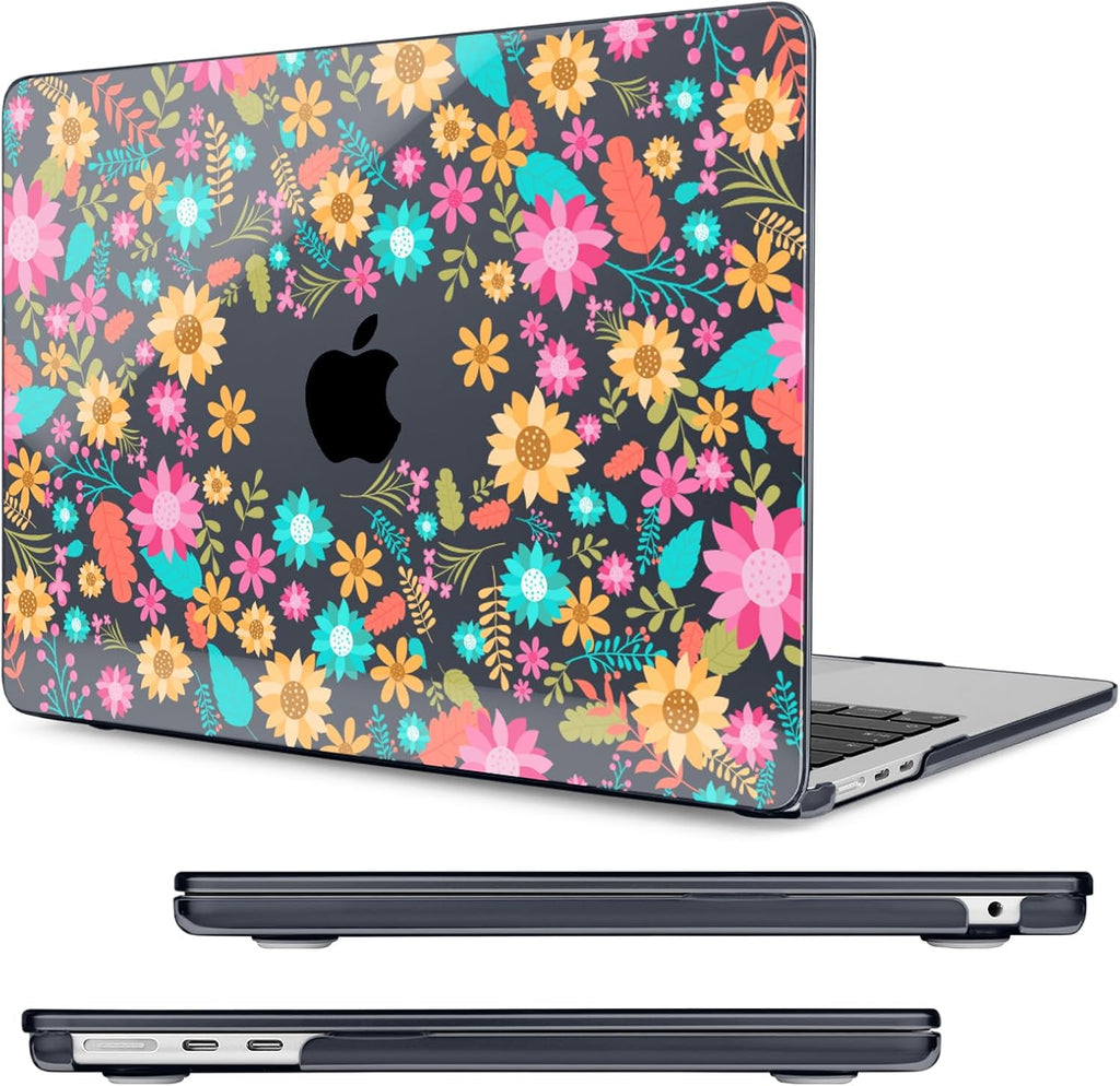 Compatible with MacBook Air 13.6 inch Case, M4 A3240/M3 A3113/M2 A2681 (Released 2025 to 2022), Hard Shell, Keyboard Cover, Screen Protector, Webcam Cover & Type-C Adapter, Colorful Flowers