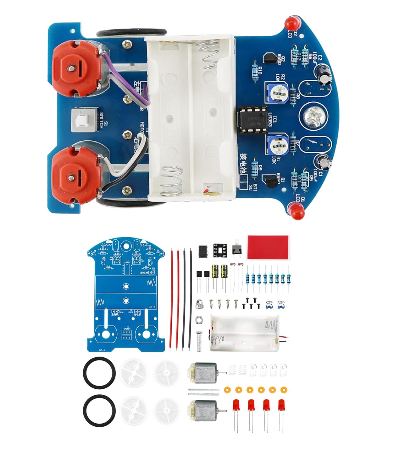 Soldering Practice Kit DIY D2-5 Tracking Car Plug-in Circuit Kit Learn Soldering Kit for Beginners