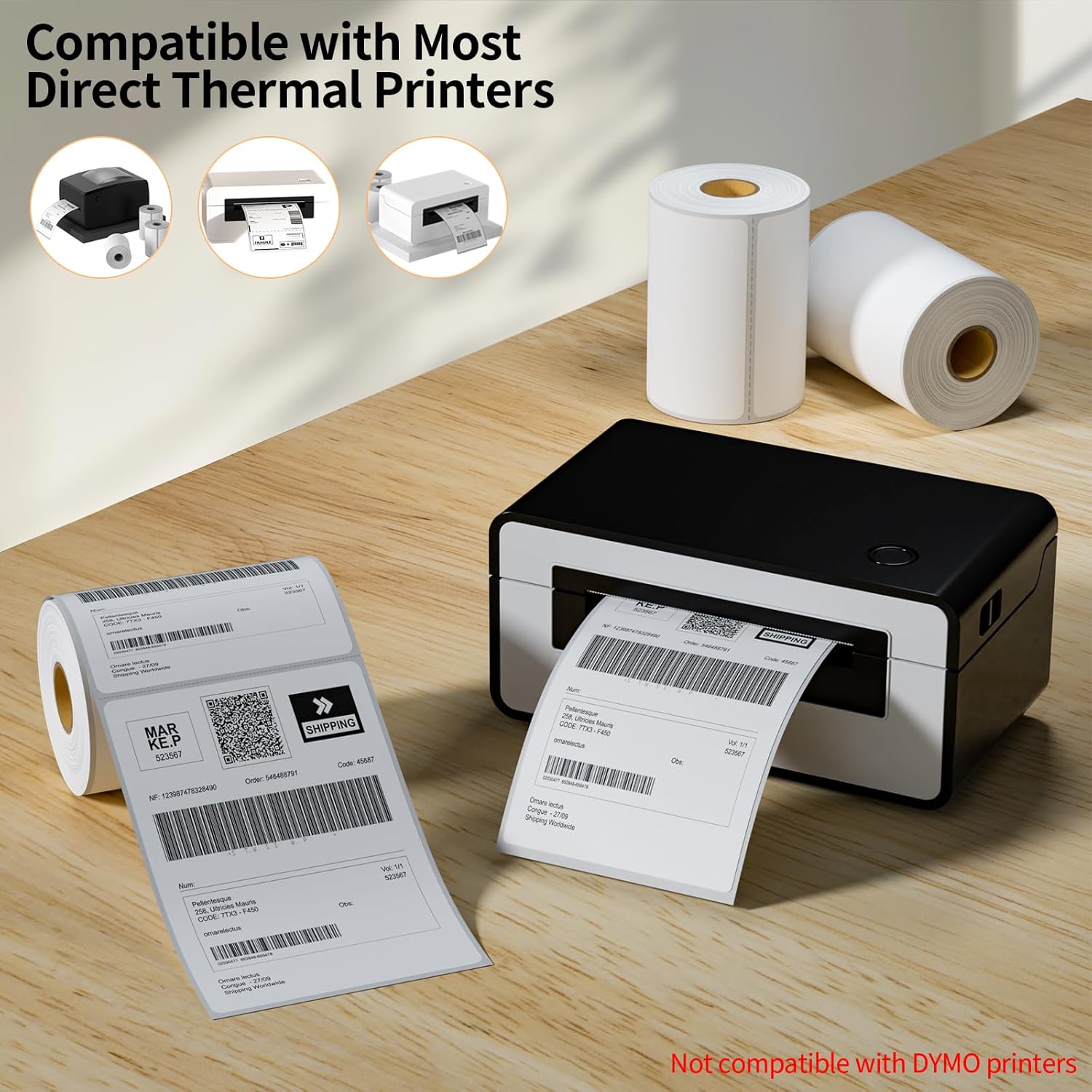 20 Rolls 4" x 6" Direct Thermal Printer Label, 250 Labels/Roll, Total 5000 Thermal Shipping Labels, Strong Adhesive, Commercial Grade, Perforated, Compatible with Most Thermal Printers (NOT for DYMO)