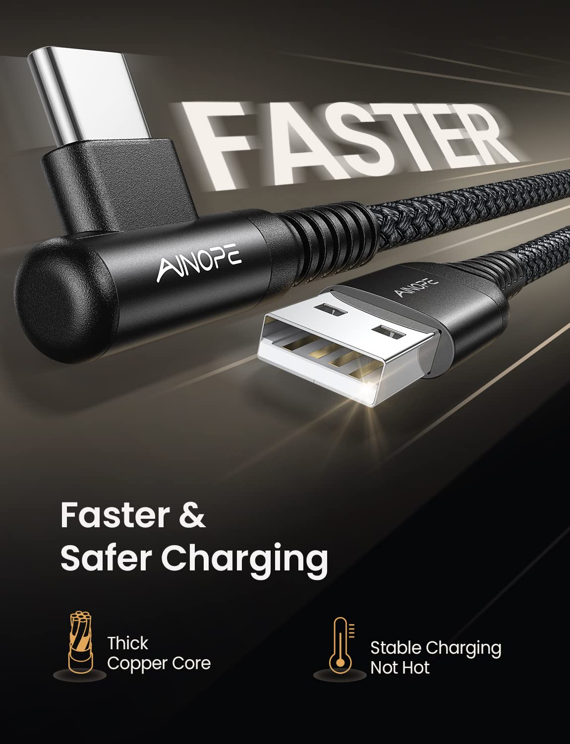 AINOPE USB Type C Cable [4-Pack 3.3ft/3.3ft/6.6ft/10ft] 3.1A Fast Charging USB to USB C Cable, Nylon Braided USB C Charging Cable Compatible with Galaxy S21+ Ultra, iPad mini/Air/Pro, Pixel 6X