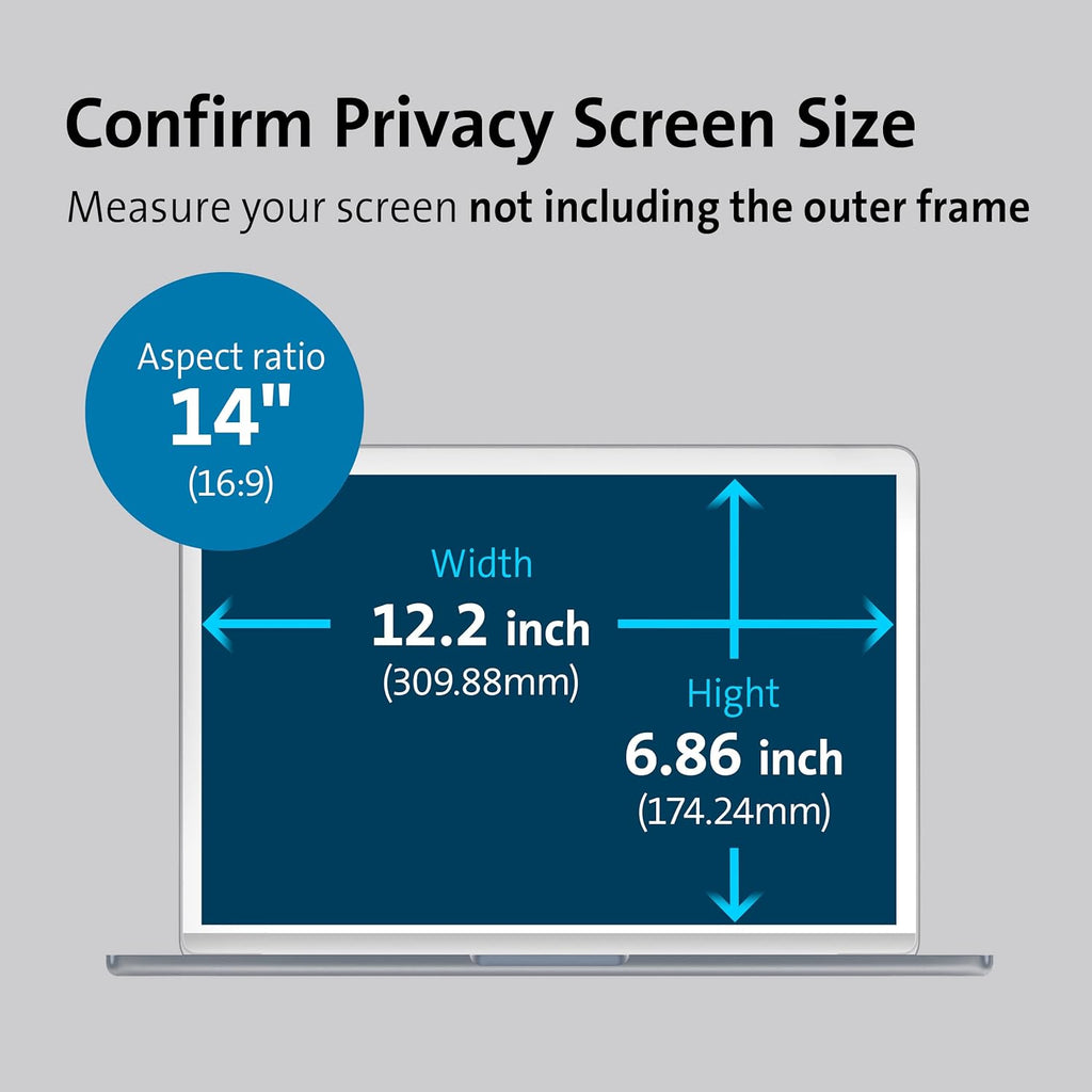 Kensington MagPro™ Magnetic Laptop Privacy Screen 14 inch, Removable 16:9 Laptop Privacy Filter, Anti-Glare, Blue Ray Reduction, Compatible with HP/Dell/Acer/Asus/Samsung/Lenovo (K58352WW)
