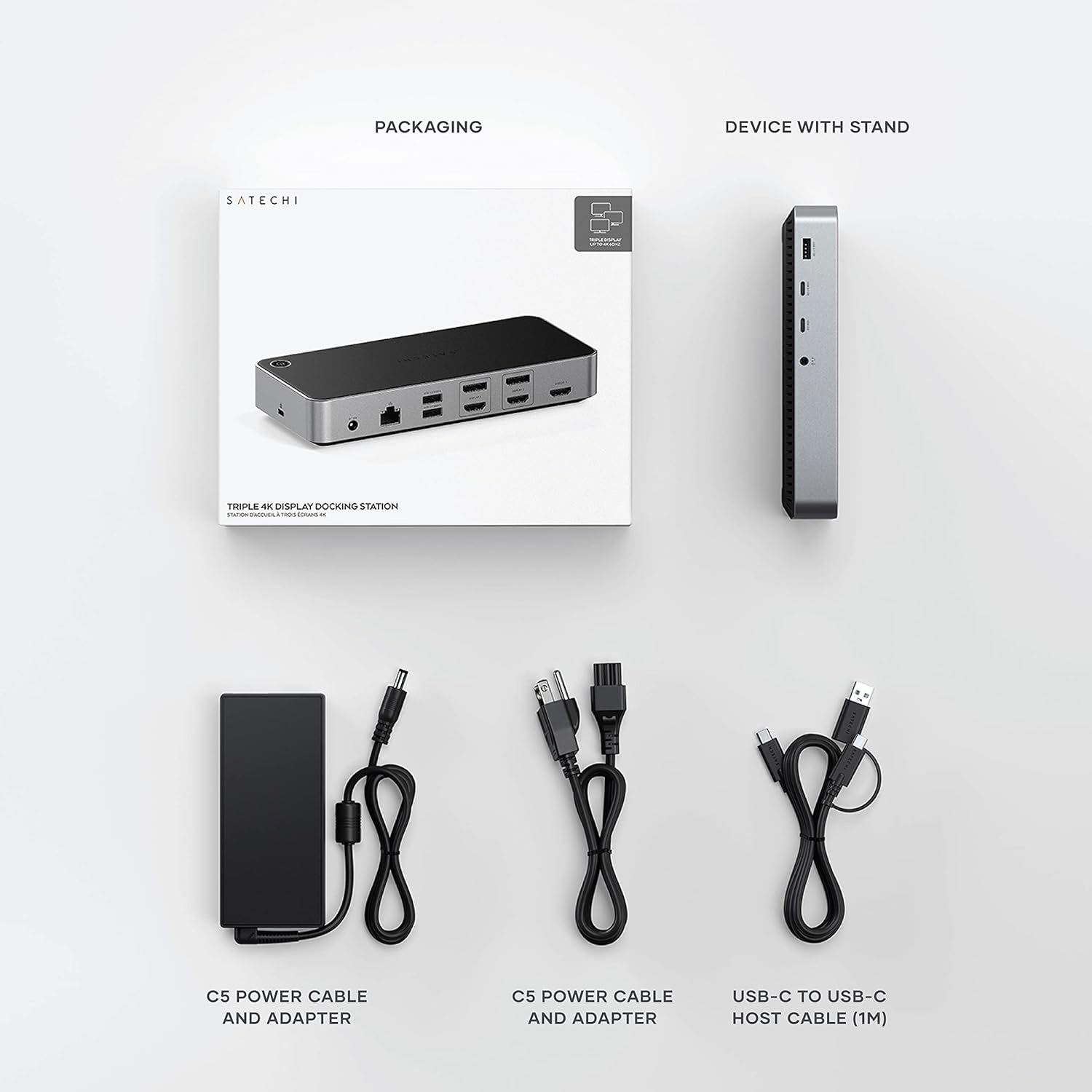 Satechi 13 in 1 Triple 4K USB C Docking Station, 100W Charging, 2 DP, 3 HDMI, 2 USB C, 3 USB-A, Gigabit Ethernet, and Audio Jack for Mac/Windows, MacBook Air/Pro M4/M3/M2/M1, DisplayLink Required