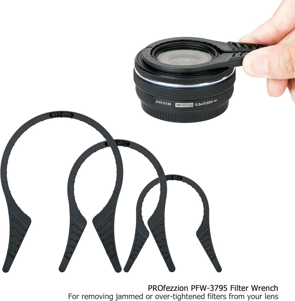 Camera Lens Filter Wrench Kit: PROfezzion 3 Pack Wrench for ND UV CPL Filter, Fit 37-52mm 55-72mm 77-95mm Lens Thread for Canon Nikon Sony Fujifilm Olympus Pentax & Other Camera