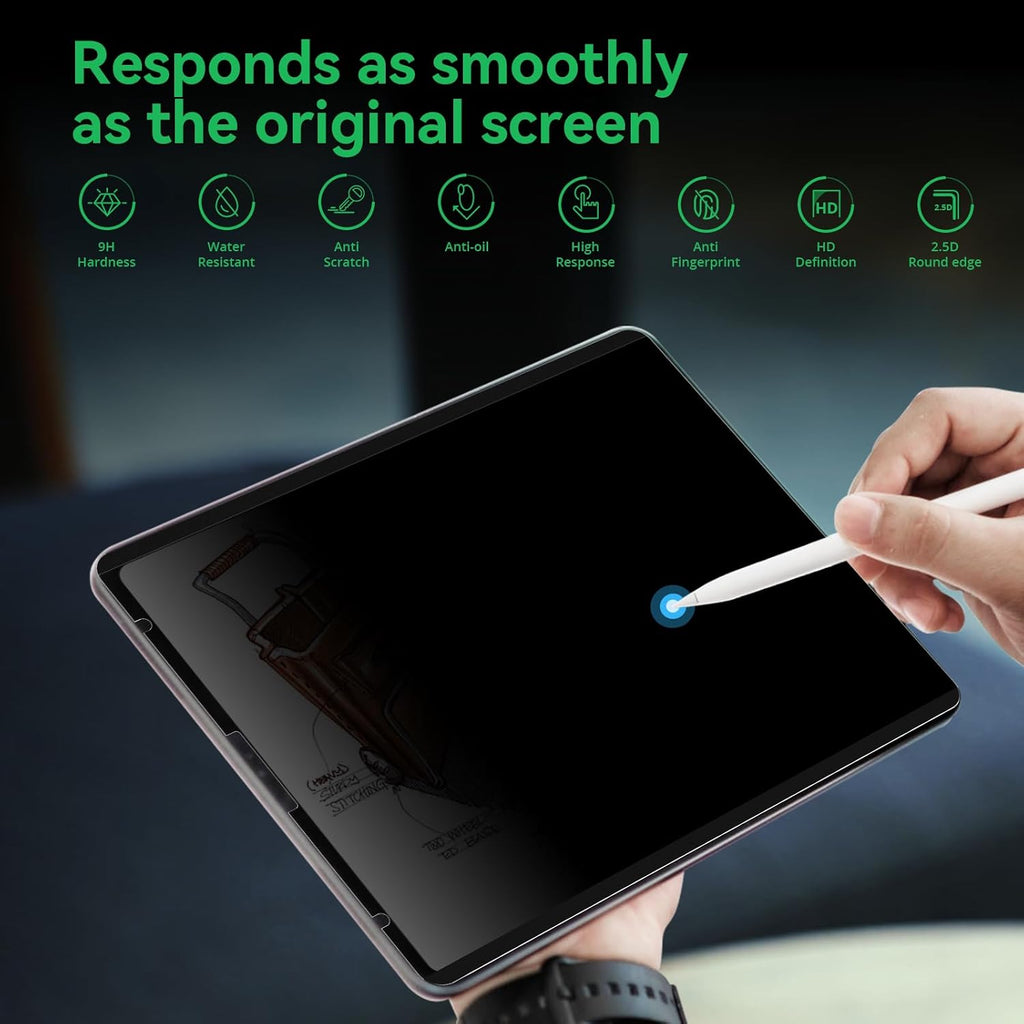 Magnetic Privacy Screen Protector Compatible with iPad A16 (10/11th Generation) 10.9 /11Inch 2022/2025, Anti Glare Shield Anti Blue Light Filter, Bubble-Free Film Easy Install Black Security Guard