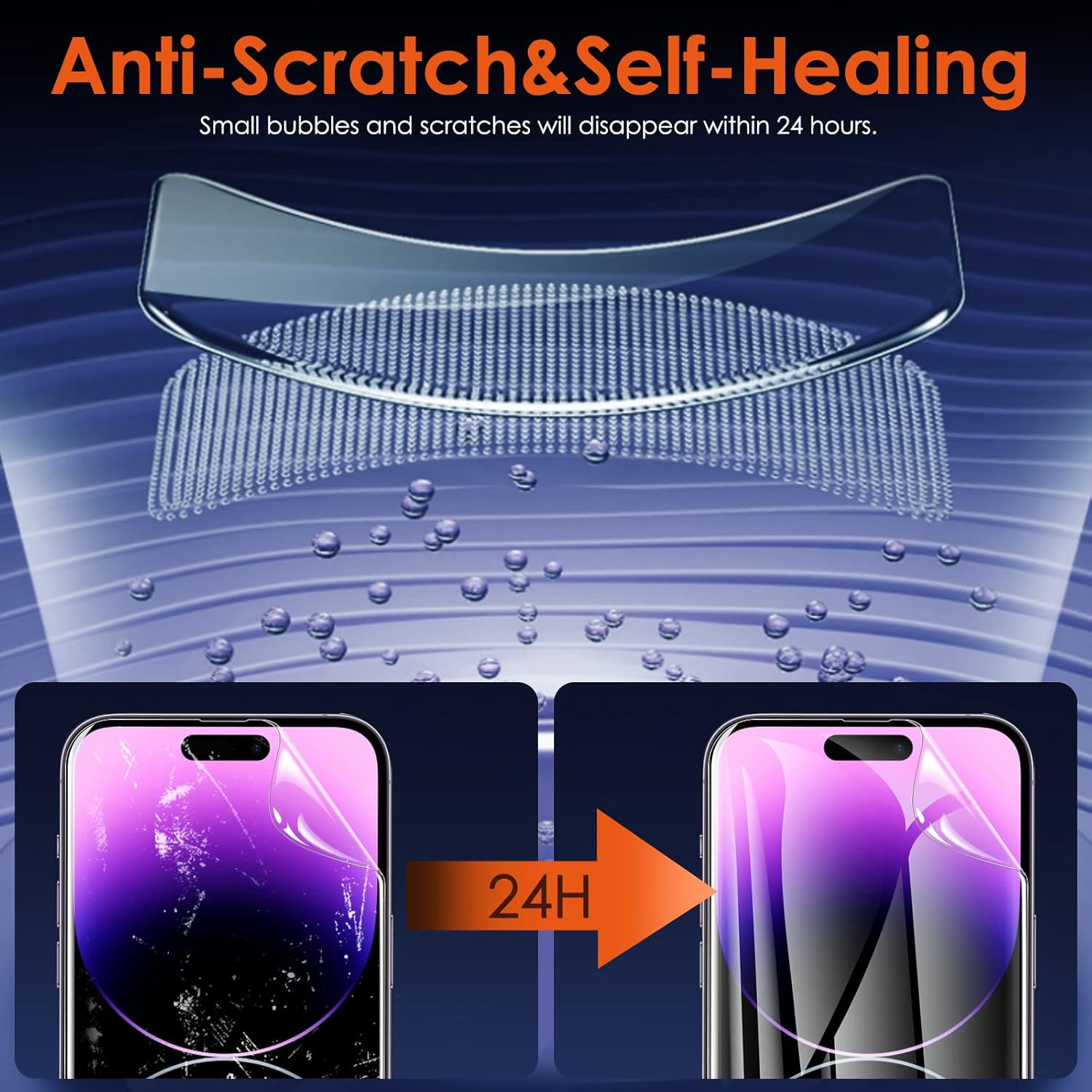 [3 Pack] Hydrogel Film Screen Protector for iPhone 14 Pro/iPhone 14 (6.1 inch), Soft TPU Transparent Protective Screen Protector Film (Not Tempered Glass)
