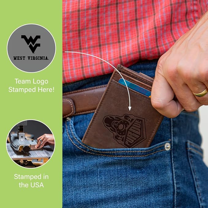 Team Sports America NCAA West Virginia University Front Pocket Slim Wallet - Image 7