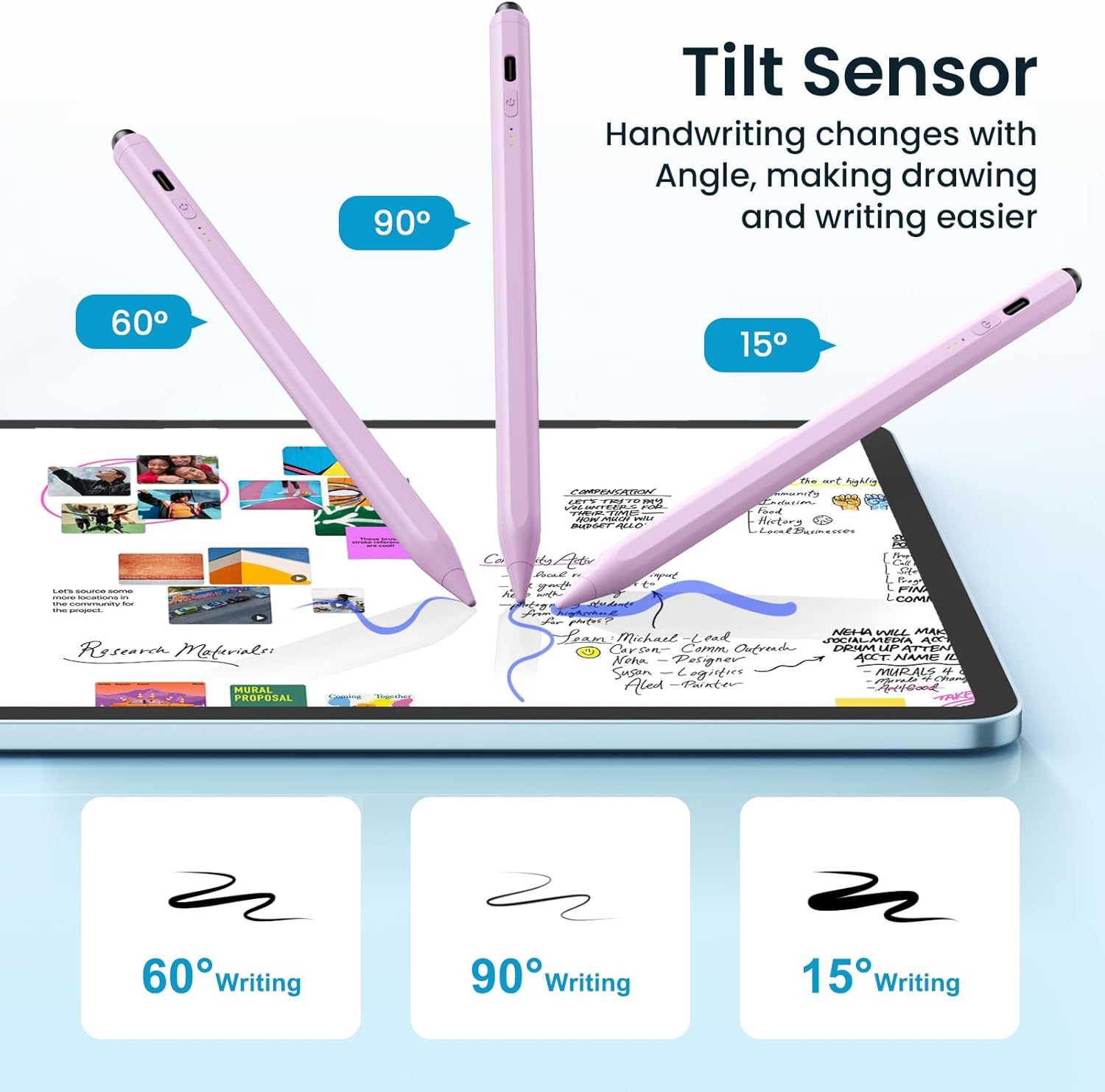 Stylus Pen for iPad(2025-2018),13 mins Fast Charge Pencil with Tilt Sensitivity and Palm Rejection for iPad A16/10/9/8/7/6,Air 13"/11"/M3/M2/5/4/3,Pro 11"/13"/12.9"/M4/M2/M1,Mini 7/6/5,Lilac