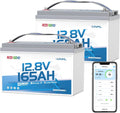 Redodo Group 31 Bluetooth LiFePO4 Battery 12V 165Ah, 2112Wh Max. Energy, 165A BMS with Low Temp Protection, Perfect for RV, Marine, Solar, Home Energy Storage (2 Pack)